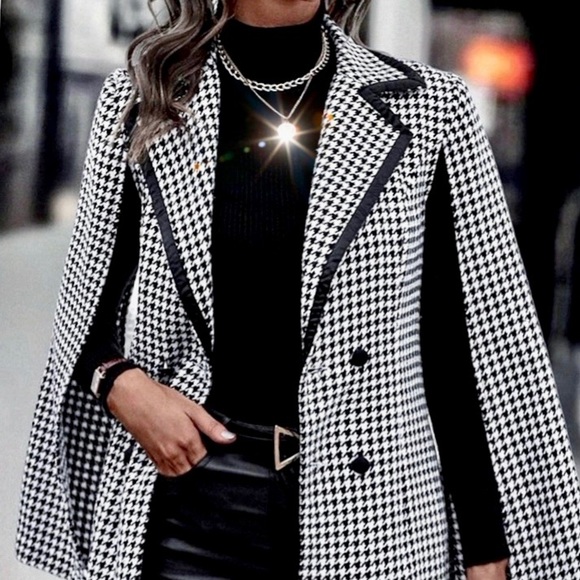 NWT, Lavishly Paris Women’s Designer Houndstooth Cloak Style Blazer. - Picture 11 of 16